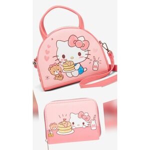 Loungefly Hello Kitty Tiny Chum Treats Panckes Pink Dome Crossbody Bag & Wallet!